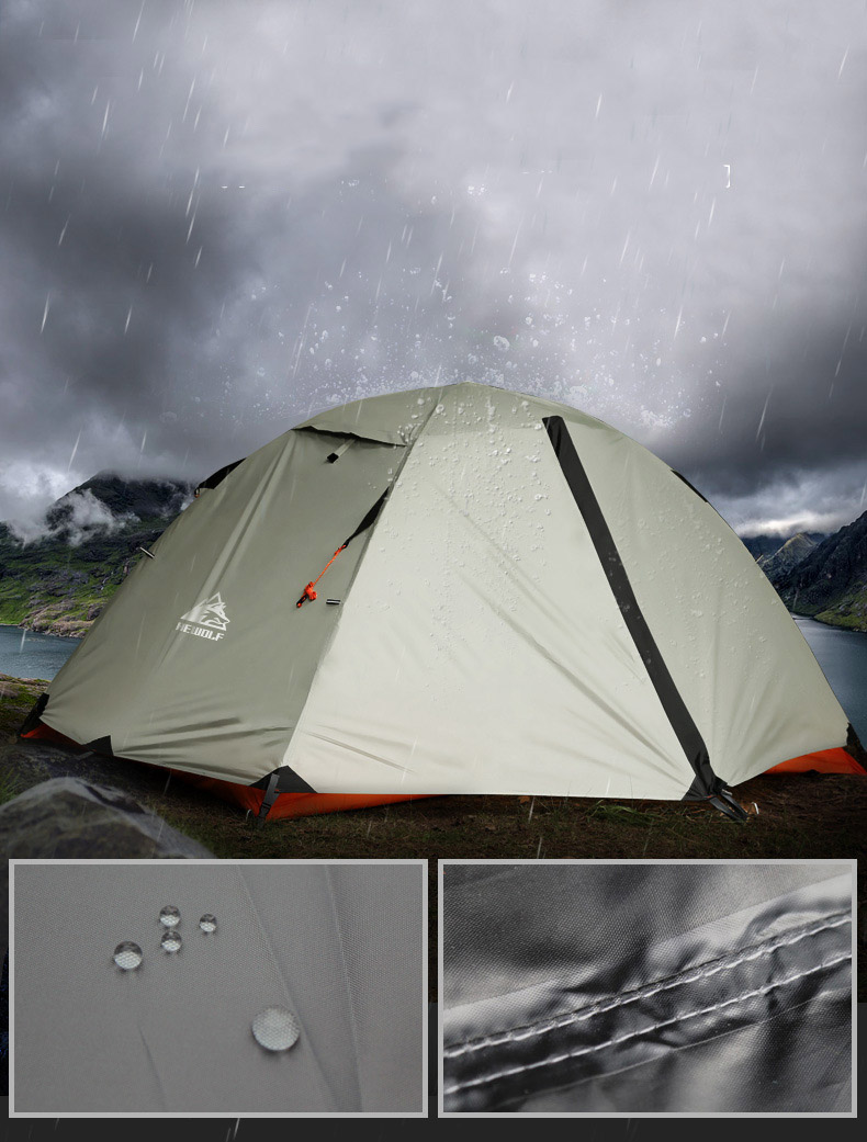 Cheap Goat Tents Hewolf Outdoor Professional Double layer Tent Wild Snow Mountain Camping Equipment Multi Person Ultra light Snow Skirt Tent 2.8g Tents 